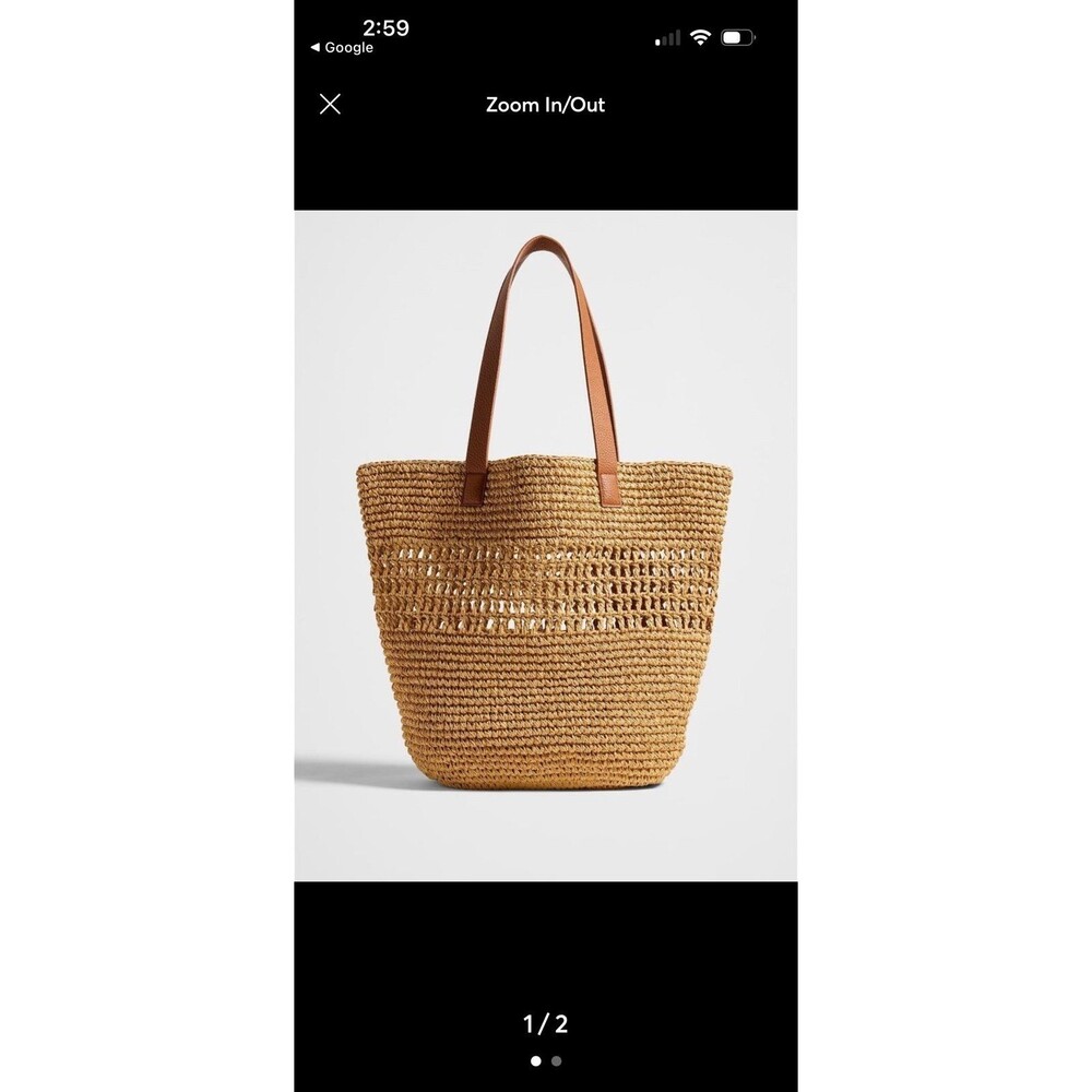 Banana Republic Straw Market Tote Vegan Y2K Retro Festival Slouch Boho Hobo NWOT